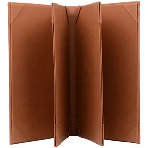 New Fashion Legal Size Menu Cover Restaurant Menus PU Leather High Quality A4 Trifold 6 View Leather Restaurant Menu Book Folder