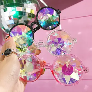 Round Glasses Women rave festival Sunglasses Men Holographic Glasses Colorful Celebrity Party Eyewear