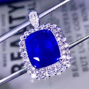 authentic gold jew 18k gold South Africa real diamond natural sapphire ring/pendant for women unheated sapphire royal blue rings
