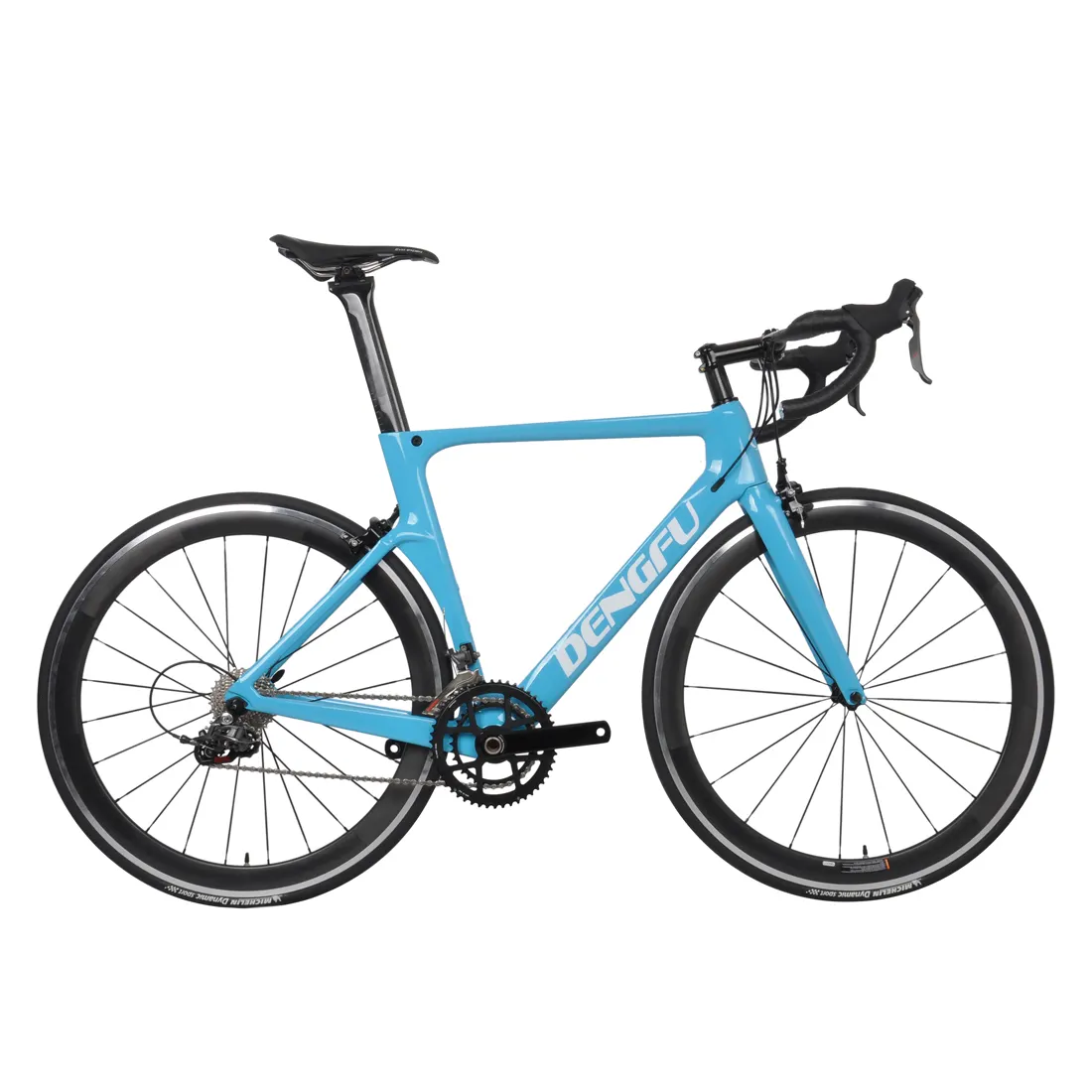 En çok satan aero yarış R06 çerçeve karbon fiber bisiklet v-fren gök mavisi renk komple karbon yol bisikleti