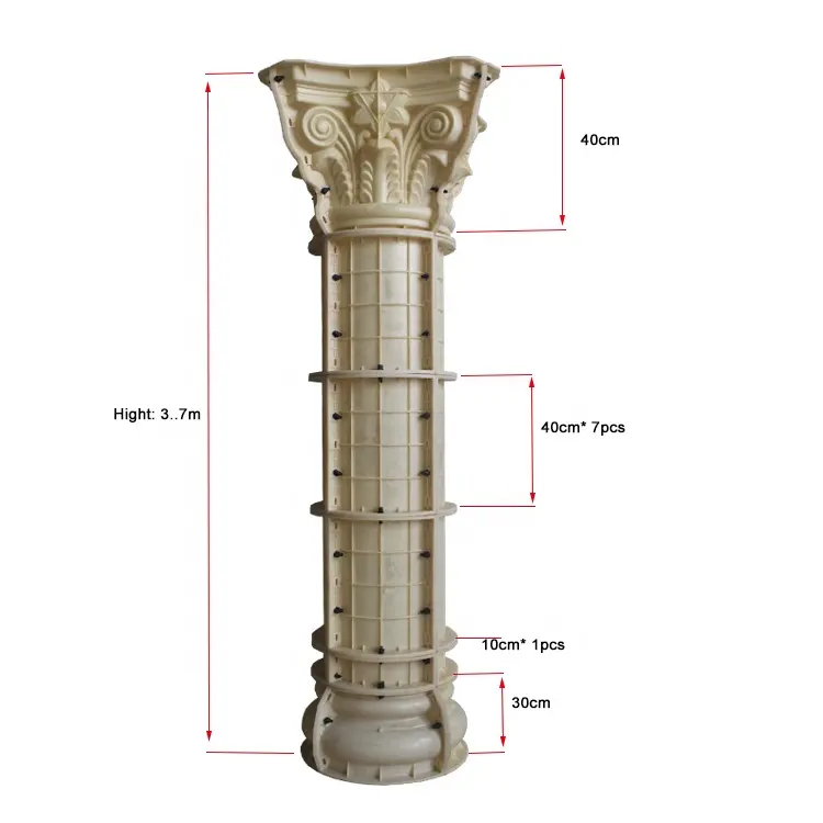 Moulages décoratifs romains, 25cm de diamètre, colonne en béton, à vendre