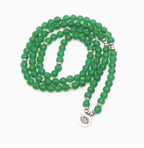 Perles de pierre précieuse d'aventurine verte naturelle en vrac en gros, bracelet Mala 108, bijoux, cordon élastique - Product Image 1