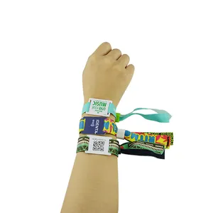 Pulseira pop nfc ultraleve, bracelete sem costura tecido rfid com código qr
