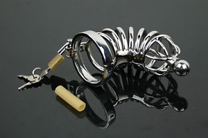 Funny steel small Male Chastity device cock cage con giocattolo del sesso catether uretrale - Product Image 4
