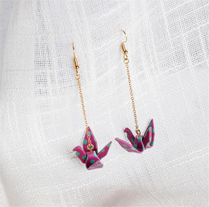 Mode frauen Neue Schmuck <span class=keywords><strong>Origami</strong></span> Serie Papier Kran Baumeln Ohrringe - Product Image 4