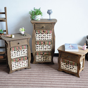 Bán buôn đồ nội thất phòng khách lưu trữ Bảng điều khiển bằng gỗ với Giỏ mây và ngăn kéo - Product Image 6