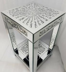 Tavolino da salotto moderno con tavolino a specchio con diamante schiacciato a piedistallo moderno - Product Image 2
