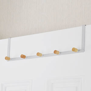 Support de rangement pliable avec revêtement de sable blanc moderne avec 5 crochets, organisateur en métal pour le rangement des vêtements - Product Image 5