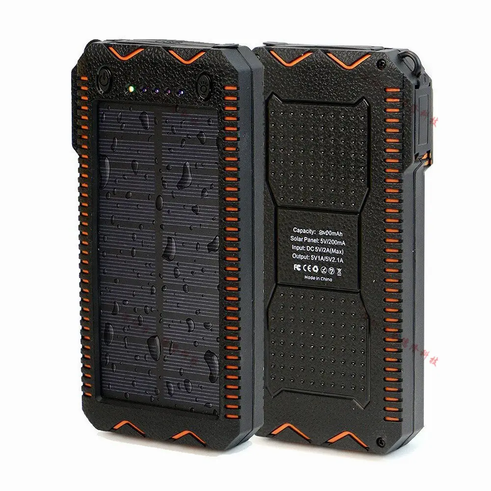 새로운 디자인 휴대용 야외 20000mAH 용량 방수 태양 전지 패널 전원 은행 충전기 시가 라이터 휴대 전화