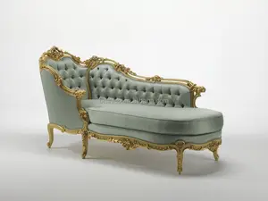 欧洲宫殿皇家椅子，奢华设计舒适的金色装饰，带花雕花躺椅