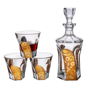 Nóng Bán Khách Sạn Sang Trọng Wine Glass <span class=keywords><strong>Set</strong></span> Khắc Vàng Pha Lê Glass Whiskey <span class=keywords><strong>Decanter</strong></span> <span class=keywords><strong>Set</strong></span> - Product Image 5