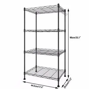 5 Tier Metal Wire Shelving storage Rack Adjustable Heavy Duty Steel Shelf Black