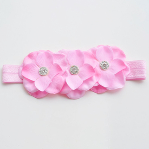 Artificial de bebé de gasa de 3 flor diadema de lujo chicas diadema bebé elástico <span class=keywords><strong>banda</strong></span> de pelo - Product Image 4