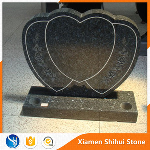 SH камень черное сердце гранитное надгробие с резной розой - Product Image 2