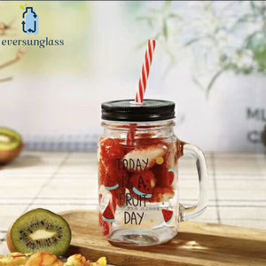 16 oz Glass Mason Jar với nắp kim loại và một ống hút nhựa - Product Image 6