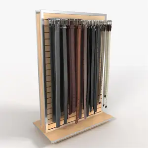 Expositor de Cinturones de Madera y Cuero, Soporte de Exhibición de Cinturones, Diseño de Exhibición Personalizado de Madera para Tiendas Minoristas - Product Image 1