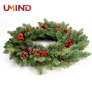 UMIND personnalisé prix usine décorations <span class=keywords><strong>de</strong></span> noël 50cm <span class=keywords><strong>couronne</strong></span> <span class=keywords><strong>de</strong></span> noël artificielle commerciale pour la décoration <span class=keywords><strong>de</strong></span> noël - Product Image 2