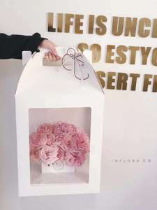 Nedeins — sac à main de luxe avec fenêtre en pvc, boîte à fleurs transparente sur les trois côtés, pour la saint-valentin, coffret cadeau blanc pour les roses - Product Image 4