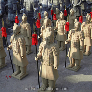 Statues de guerriers en terre cuite grandeur nature, imitation antique, design Art Déco fait main, pour cadeau d'anniversaire - Product Image 1