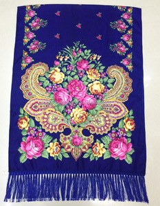 New arrival Russian traditional turban hijab tippet scarfs stoles paisley flower print maxi ladys long rayon boho shawl