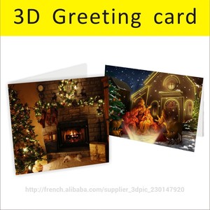2014 nouvelle Noël 3D lenticulaire <span class=keywords><strong>carte</strong></span> de vœux souvenir maison feu fête décoration collection <span class=keywords><strong>cadeau</strong></span> <span class=keywords><strong>multi</strong></span> patter personnalisé - Product Image 1