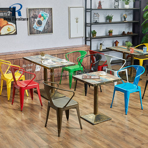 Foshan mobili in ferro acciaio metallo ristorante sedia del caffè fast food cafe tavolo e sedia - Product Image 6