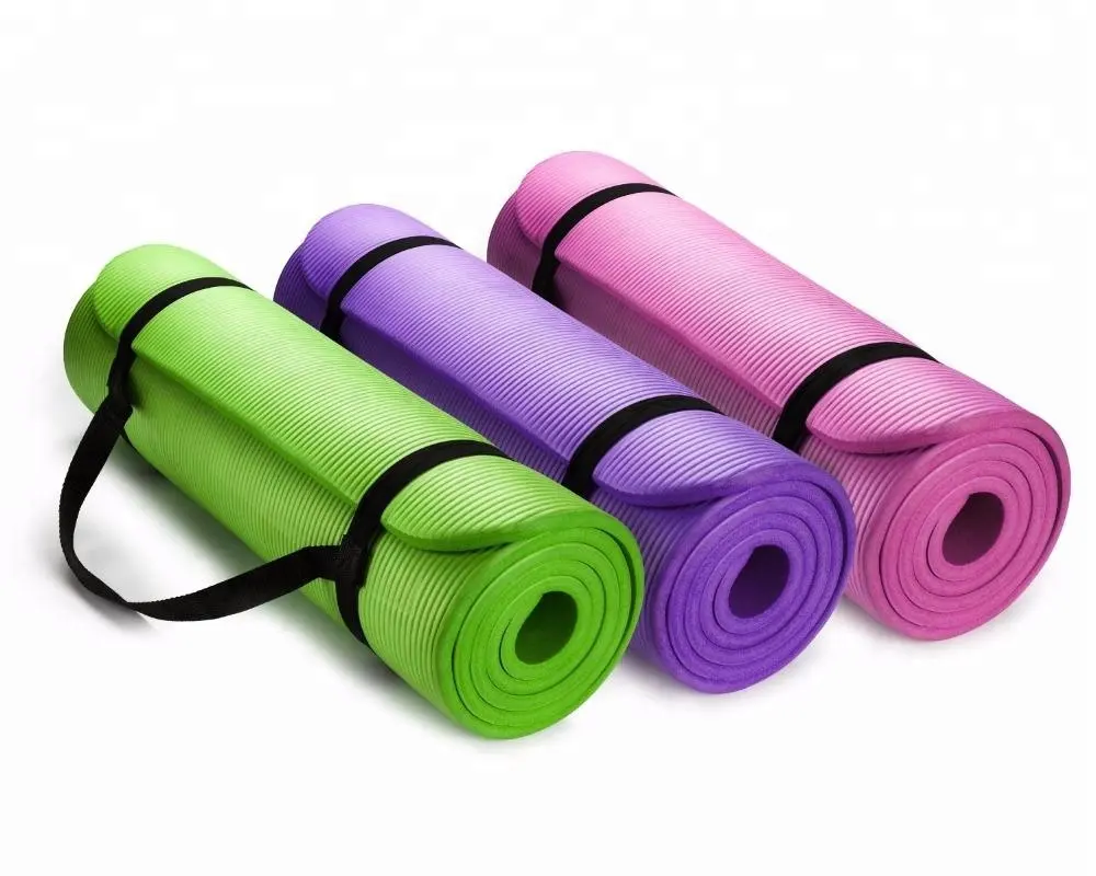 TPE NBR matras olahraga Fitness antiselip, matras Yoga olahraga ramah lingkungan, Pilates lantai latihan Yoga dengan Logo kustom cetak karet