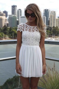 de comercio al por mayor de verano de manga corta de encaje gasa del remiendo del vestido ocasional floral vestido plisado - Product Image 1