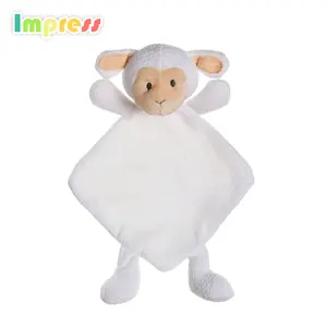 Blanco lindo juguete manta de bebé con el mono adjunta
