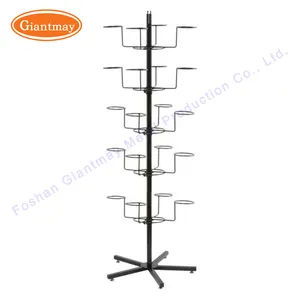 Suporte de fio de metal para chapéu de beisebol, rotativo, varejo, expositor, estante