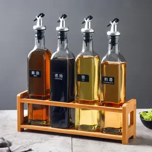 Bouteille en verre d'olive de vinaigre, récipient d'huile pour la cuisine de 500ml