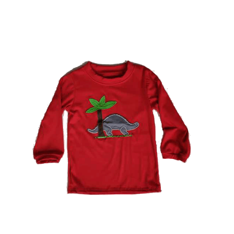 Мягкая Детская Хлопковая футболка с длинным рукавом и рисунком красных животных