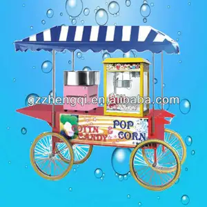 Vendita calda multi-funzione mobile veicoli della caramella di cotone macchina per i popcorn macchina con il carrello, macchina per i popcorn