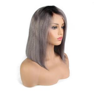 2018 ventas calientes Pixie corte corto Virgen del frente del cordón peluca brasileña del pelo humano corto gris plata peluca - Product Image 1