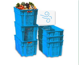Recyclebare Plastic Nestbare Stapelbare Opslagmand Voor Fruitkratten Met Geperforeerde Gaasstructuur, Milieuvriendelijke Nestbare Containers - Product Image 4