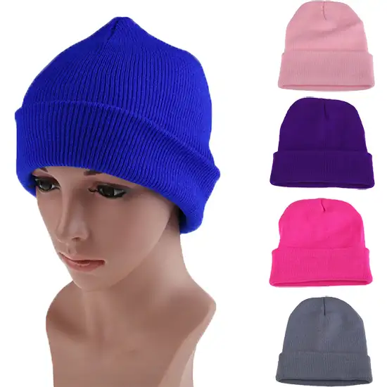 Topi Rajut Musim Dingin Warna-warni Kualitas Tinggi Topi Beanie Rajutan Musim Dingin Topi Beanie Bordir Logo Kustom Topi Beanie untuk Pria