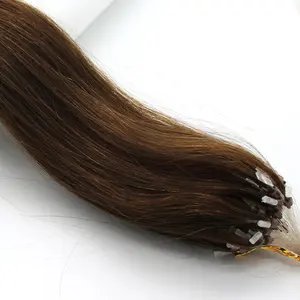 Venta al por mayor extensiones de cabello recto medio-Extensiones de cabello humano Remy indio, 14-26 pulgadas, 100s, Easy Loop/Micro Ring Beads, color marrón medio recto, venta al por mayor
