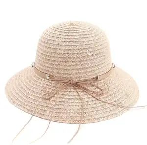 1310302 공장 아울렛 여름 플로피 폴드 packable 와이드 브림 비치 밀짚 태양 모자 여행