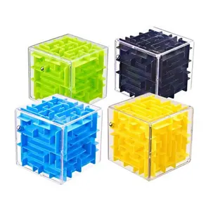 De gros en plastique puzzles pour adultes-Magie petit boîte cube mini en plastique enfant adulte cadeau argent 3d labyrinthe puzzle pour enfant