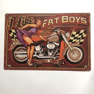 J'aime Fat Boy Moto Enseigne Rétro En Métal Café Bar Pub Maison Garage Club Hôtel <span class=keywords><strong>Station</strong></span>-Décoration Murale En Métal affiche - Product Image 1