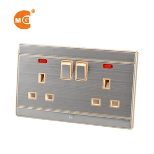 MG thương hiệu chất lượng cao đôi cực 13 amp 2 gang switched tường điện ổ cắm điện