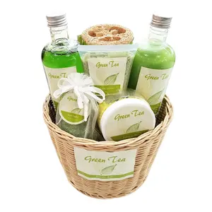 Ensemble de cadeaux de SPA avec étiquette privée OEM, 6 pièces, thé vert, coffret de bain, vente en gros, livraison gratuite