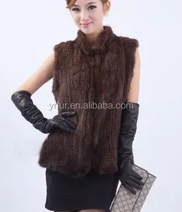 YR691 Ladies Fashion Luxury Style Best Quality Mink Knit Fur Vests