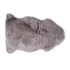 Textiles leather products finished single piece long wool grey brown dyed sheepskin rugs