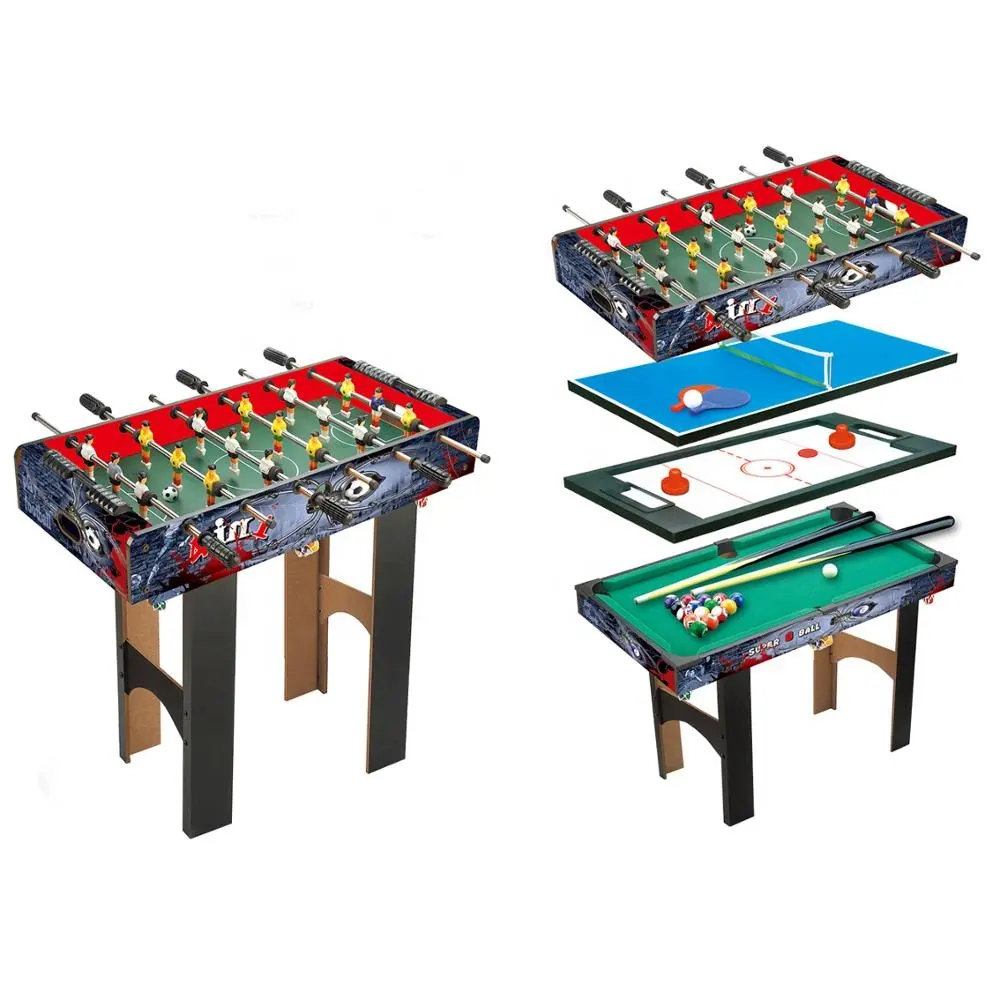 Faltbarer 4 in 1 Multi-Game-Tisch Kinder spielen Indoor-Tisch 4 verschiedene Spiele Pool Ball Fußball Tischtennis Air hockey