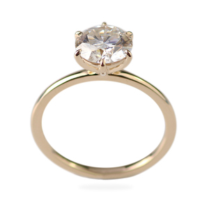 <span class=keywords><strong>Anello</strong></span> <span class=keywords><strong>Solitario</strong></span> in Oro Giallo Massiccio 14k con Moissanite Taglio Rotondo da 2 Carati, 8mm, Colore GH, per Matrimonio - Product Image 4