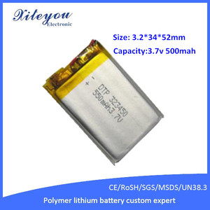 <span class=keywords><strong>3</strong></span>.7 v 500 mah 323450 rechargeable polymère li-ion batterie Chine Fournisseur - Product Image 1