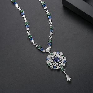 LUOTEEMI lüks uzun kolye AA kübik zirkonya zarif çiçek kazak kolye moda takı kadınlar için yüksek kalite - Product Image 5