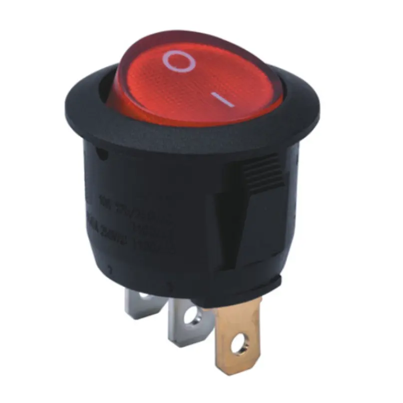 20.2Mm Uitgesneden 10A 250V Op Off 3 Pin Verlichte Ronde Rocker Switch