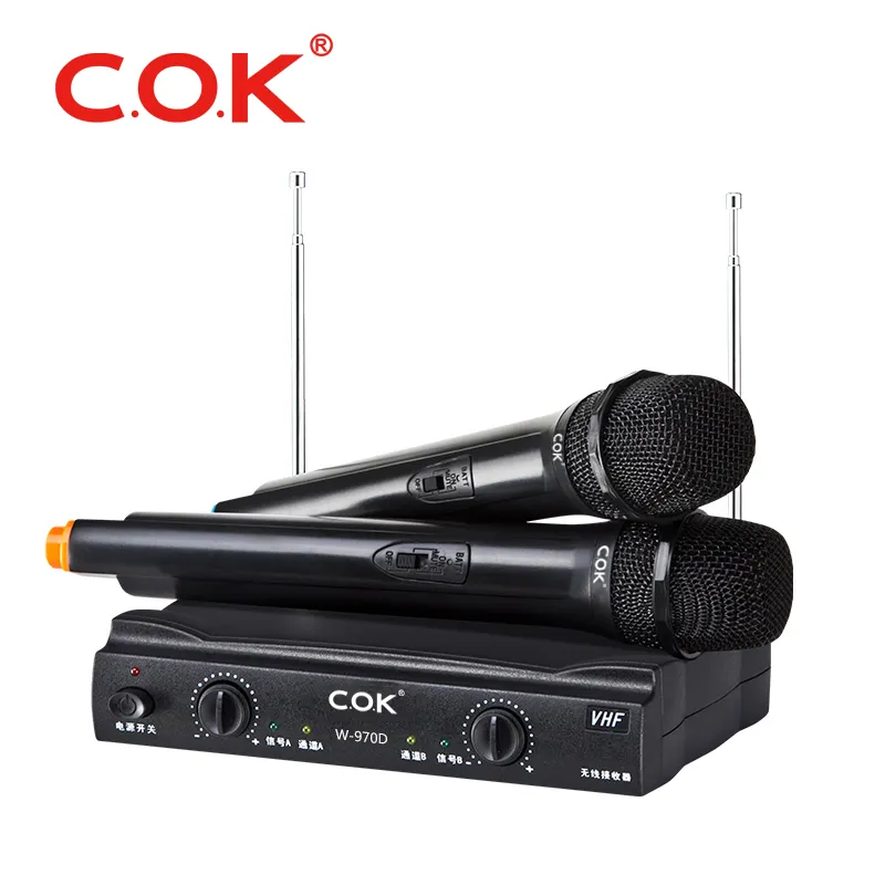 Дешевый динамический беспроводной микрофон vhf c приемником/обучающий речевой беспроводной микрофон C.O.K W-970D OEM